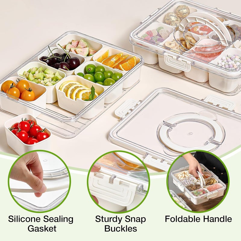 Mfacoy Snackle Box Container, 2 Pack Divided Serving Tray with Lid and Handle, Snack Box Charcuterie Container for Portable Snack Platters, Clear Organizer for Candy, Fruits, Travel, Party, Picnic - Image 5
